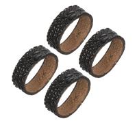 sourcing map 4Pcs Leather Belt Loop Keepers - Irregular Pattern Ring Buckle Fits 3.5cm Width Belt Strap for DIY Craft Bag Belt Fixing (Coffee)