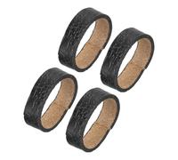 sourcing map 4Pcs Leather Belt Loop Keepers - Irregular Pattern Ring Buckle Fits 3.8cm Width Belt Strap for DIY Craft Bag Belt Fixing (Black)