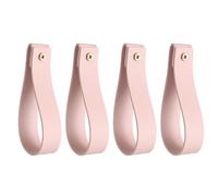 sourcing map 4pcs Leather Curtain Rod Holder 1 x 4.7 Inches Wall Hanging Straps Curtain Rod Hook Brackets Hangers with Screws for Wall Bathroom Kitchen Bedroom, Pale Pink