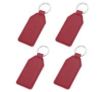 sourcing map 4pcs Leather Key Fob, PU Car Keychain Blanks Key Rings Key Holder for DIY Laser Engraving Birthday Father's Day Gifts, Red