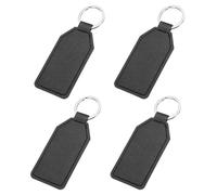 sourcing map 4pcs Leather Key Fob, PU Car Keychain Blanks Key Rings Key Holder for DIY Laser Engraving Birthday Father's Day Gifts, Black