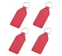 sourcing map 4pcs Leather Key Fob, PU Car Keychain Blanks Keyrings Key Holder for DIY Laser Engraving Birthday Father's Day Gifts, Dark Red