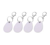 sourcing map 4pcs Leather Key Fob, PU Leather Car Keychain Blanks Key Holder with Key Rings for Key ID Cards DIY Laser Engraving Birthday Father's Day Gifts, White