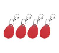 sourcing map 4pcs Leather Key Fob, PU Leather Car Keychain Blanks Key Holder with Key Rings for Key ID Cards DIY Laser Engraving Birthday Father's Day Gifts, Red