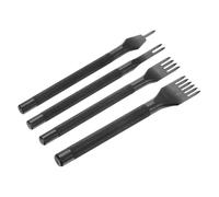 sourcing map 4Pcs Leather Stitching Punch 3mm 1/2/4/6 Prong Carbon Steel Leather Punch Hole Tool Chisel for DIY Craft Handbag Wallets Card Belt Holders Key Holders Belts, Black