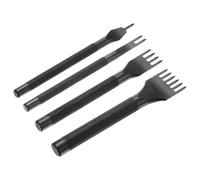 sourcing map 4Pcs Leather Stitching Punch 4mm 1/2/4/6 Prong Carbon Steel Leather Punch Hole Tool Chisel for DIY Craft Handbag Wallets Card Belt Holders Key Holders Belts, Black