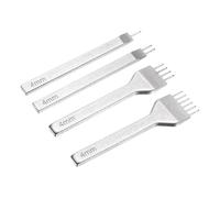 sourcing map 4Pcs Leather Stitching Punch 4mm 1/2/4/6 Prong Carbon Steel Leather Punch Hole Tool Chisel for DIY Craft Handbag Wallets Card Belt Holders Key Holders Belts, White