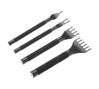sourcing map 4Pcs Leather Stitching Punch 5mm 1/2/4/6 Prong Carbon Steel Leather Punch Hole Tool Chisel for DIY Craft Handbag Wallets Card Belt Holders Key Holders Belts, Black