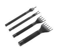 sourcing map 4Pcs Leather Stitching Punch 6mm 1/2/4/6 Prong Carbon Steel Leather Punch Hole Tool Chisel for DIY Craft Handbag Wallets Card Belt Holders Key Holders Belts, Black