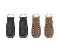 sourcing map 4Pcs Leather Zipper Pull, 1.61 Inch Cowhide Leather Zip Puller Head Zippers Tab Replacement for DIY Clothing Jackets Boots Repair(Black/Brown)