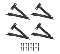sourcing map 4pcs Lid Folding Support Hinges, Lid Stay Hinge with 16pcs Screws for Furniture Wooden Boxes Jewelry Case Chest Cabinet, Black (Folded Length 4.3"/110mm, Plate Width 0.4"/11mm)