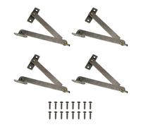 sourcing map 4pcs Lid Folding Support Hinges, Lid Stay Hinge with 16pcs Screws for Furniture Wooden Boxes Jewelry Case Chest Cabinet, Bronze (Folded Length 4.3"/110mm, Plate Width 0.4"/11mm)