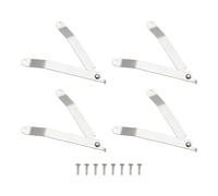 sourcing map 4pcs Lid Folding Support Hinges, Lid Stay Hinge with 8pcs Screws for Furniture Wooden Boxes Jewelry Case Chest Cabinet, Silver Tone (Folded Length 3.8"/97mm, Plate Width 0.4"/11mm)