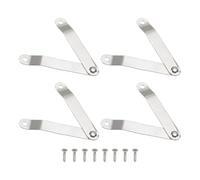 sourcing map 4pcs Lid Folding Support Hinges, Lid Stay Hinge with 8pcs Screws for Furniture Wooden Boxes Jewelry Case Chest Cabinet, Silver Tone (Folded Length 2.6"/65mm, Plate Width 0.4"/10mm)