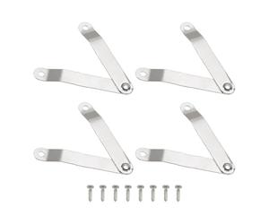 sourcing map 4pcs Lid Folding Support Hinges, Lid Stay Hinge with 8pcs Screws for Furniture Wooden Boxes Jewelry Case Chest Cabinet, Silver Tone (Folded Length 2.6"/65mm, Plate Width 0.4"/10mm)