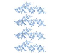 sourcing map 4Pcs Long Patch Flower Vine with Leaf, 10" x 4" Iron on Plum Patches Polyester Embroidered Applique for Curtain Pillow Clothes Sewing and Decoration, Blue