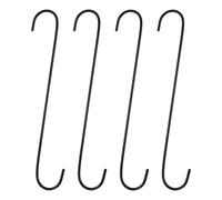 sourcing map 4pcs Long S Hooks 12 Inch Extra Long Metal S-Shaped Hanging Hooks High Manganese Steel S Hanger Storage Organizing Tool for Kitchen Garden Bathroom Garage Closet, Black