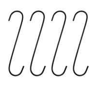 sourcing map 4pcs Long S Hooks 8 Inch Extra Long Metal S-Shaped Hanging Hooks High Manganese Steel S Hanger Storage Organizing Tool for Kitchen Garden Bathroom Garage Closet, Black