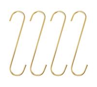 sourcing map 4pcs Long S Hooks 8 Inch Extra Long Metal S-Shaped Hanging Hooks High Manganese Steel S Hanger Storage Organizing Tool for Kitchen Garden Bathroom Garage Closet, Gold Tone