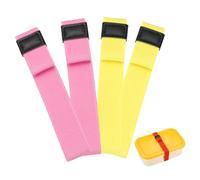 sourcing map 4Pcs Lunch Box Fixing Bands, 9.4" l Elastic Bento Box Straps Adjustable Cinch Strap Reusable Elasticity Replacement Belt for Home Office Picnic Camping Meal Container, Pink, Yellow