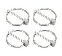 sourcing map 4Pcs Lynch Pin with Ring (4mm x 35mm) - Heavy Duty Linch Pins Shaft Locking Pin Clips Stainless Steel, for Farm Tractors Trucks Lawn Mowers Trailers Trolley, Silver