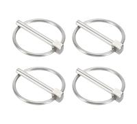 sourcing map 4Pcs Lynch Pin with Ring (5mm x 40mm) - Heavy Duty Linch Pins Shaft Locking Pin Clips Stainless Steel, for Farm Tractors Trucks Lawn Mowers Trailers Trolley, Silver