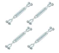 sourcing map 4Pcs M10(3/8") Jaw and Jaw Turnbuckles Wire Rope Tension, Galvanized Steel Turnbuckle Adjustable Cable Tensioner for Shade Sail, Clothesline, 3200 lbs Working Load Limit