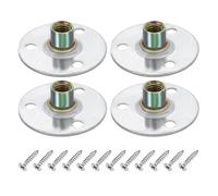 sourcing map 4Pcs M10 Brad Hole t Nut, 50mm/2inch Round Base Weld Nuts Flange Insert Female Thread with Mounting Screws for Wood Furniture