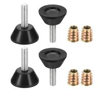sourcing map 4Pcs M10 x 34mm Thread Adjustable Furniture Levelers, 40x52mm Furniture Leveling Feet Screws in Threaded Glide Leveling Floor Protector for Table Chair Cabinet Legs