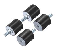 sourcing map 4pcs M10x28mm Rubber Isolator Mounts with Studs 40x40mm Male Female Vibration Shock Absorber Zinc Plated Cylindrical Thread Mounts Anti Vibration Isolators with 4pcs M10 Lock Nuts