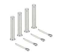sourcing map 4Pcs M10x70mm Clevis Pins, 304 Stainless Steel Single Hole Flat Head Hitch Fastener Lock Systems with Cotter Pins for Furniture Installation Trailer Lawn Mower, Silver