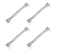sourcing map 4Pcs M12(1/2") Closed Body Jaw and Jaw Turnbuckles Wire Rope Tension, Stainless Steel Turnbuckle Adjustable Cable Tensioner for Shade Sail Clothesline, 4400Lbs Working Load Limit