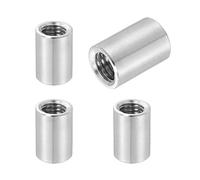 sourcing map 4Pcs M12x1.75x25mm Round Coupling Nuts, Stainless Steel Connector Nut Fasteners Rod Hardware Nuts 16mm OD for Threaded Rod, Industrial Construction Fasteners, Silver