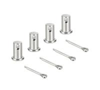 sourcing map 4Pcs M12x20mm Clevis Pins, 304 Stainless Steel Single Hole Flat Head Hitch Fastener Lock Systems with Cotter Pins for Furniture Installation Trailer Lawn Mower, Silver