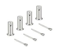 sourcing map 4Pcs M12x30mm Clevis Pins, 304 Stainless Steel Single Hole Flat Head Hitch Fastener Lock Systems with Cotter Pins for Furniture Installation Trailer Lawn Mower, Silver