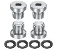 sourcing map 4Pcs M14x1 Inner Hex Head Pipe Fitting Plug, Universal Carbon Steel Thread Socket Plug with Black O-Ring for Terminate Pipe Ends or Replacement Drains