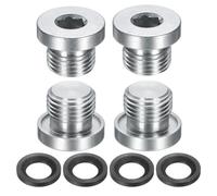 sourcing map 4Pcs M16x2 Inner Hex Head Pipe Fitting Plug, Universal Carbon Steel Thread Socket Plug with Black O-Ring for Terminate Pipe Ends or Replacement Drains