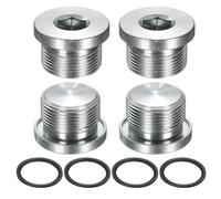 sourcing map 4Pcs M26x1.5 Inner Hex Head Pipe Fitting Plug, Universal Carbon Steel Thread Socket Plug with Black O-Ring for Terminate Pipe Ends or Replacement Drains