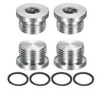 sourcing map 4Pcs M27x2 Inner Hex Head Pipe Fitting Plug, Universal Carbon Steel Thread Socket Plug with Black O-Ring for Terminate Pipe Ends or Replacement Drains