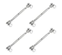sourcing map 4Pcs M5(3/16") Closed Body Jaw and Jaw Turnbuckles Wire Rope Tension, Stainless Steel Turnbuckle Adjustable Cable Tensioner for Shade Sail Clothesline, 660Lbs Working Load Limit