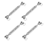sourcing map 4Pcs M5(3/16") Jaw and Jaw Turnbuckles Wire Rope Tension, 304 Stainless Steel Turnbuckle Adjustable Cable Tensioner for Shade Sail, Clothesline, 660 lbs Working Load Limit