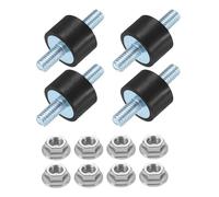 sourcing map 4Pcs M5 x 10mm Rubber Mounts, 10 x 15mm Cylindrical Anti Vibration Isolator Studs Shock Absorber Double Studs with Nuts for Car Bobbin Generator Air Compressors