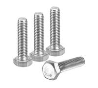 sourcing map 4Pcs M6-1 x 25mm Left Hand Hex Head Bolt, 304 Stainless Steel Reverse Fully Threaded Fastener Screws Bolts for Machinery, Automobiles and Construction