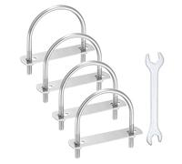 sourcing map 4Pcs M6 U-Bolts, 2.6"(66mm) Inner Width 3.31"(84mm) Length 304 Stainless Steel Round Bend U Bolts with Nuts Frame Plate Washers and Wrench for Trailers Boats Axle Sailboat