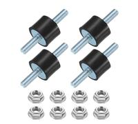 sourcing map 4Pcs M6 x 18mm Rubber Mounts, 20 x 15mm Cylindrical Anti Vibration Isolator Studs Shock Absorber Double Studs with Nuts for Car Bobbin Generator Air Compressors