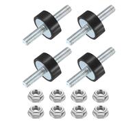 sourcing map 4Pcs M6 x 18mm Rubber Mounts, 8 x 20mm Cylindrical Anti Vibration Isolator Studs Shock Absorber Double Studs with Nuts for Car Bobbin Generator Air Compressors