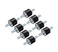 sourcing map 4pcs M6x18mm Rubber Isolator Mounts with Studs 20x15mm Male Vibration Shock Absorber Zinc Plated Cylindrical Thread Mounts Anti Vibration Isolators with 8pcs M6 Lock Nuts