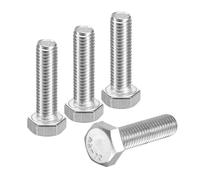sourcing map 4Pcs M8-1.25 x 30mm Left Hand Hex Head Bolt, 304 Stainless Steel Reverse Fully Threaded Fastener Screws Bolts for Machinery, Automobiles and Construction