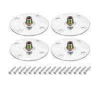 sourcing map 4Pcs M8 Brad Hole t Nut, 70mm/2.8inch Round Base Weld Nuts Flange Insert Female Thread with Mounting Screws for Wood Furniture