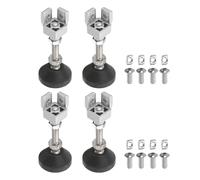 sourcing map 4Pcs M8 Foot End Connector, Aluminum Alloy T-Slot Leg Connector Floor Mount Base Bracket with Nylon Base and Screws for 2020 Series T-Slot Aluminum Extrusion Profile, Silver